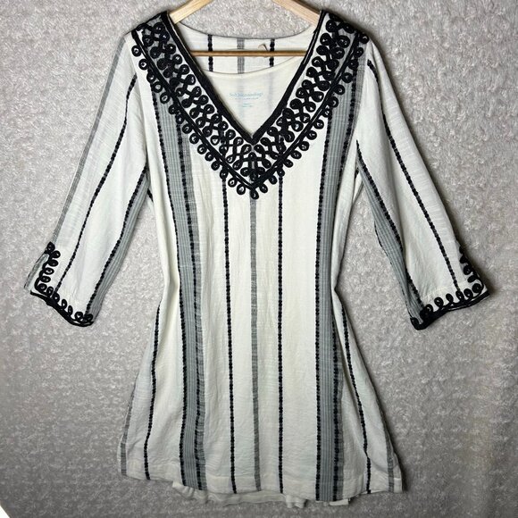 SOFT SURROUNDINGS Coco De Mer Kaftan 2 Piece Dress 100% Cotton Size Medium - Picture 1 of 8